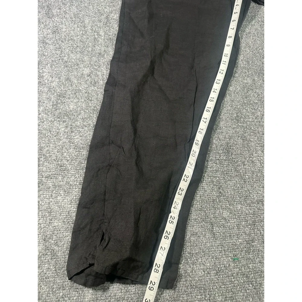 FLAX Brand Women's Black Linen Pants Size Small 4-6 Pull On Elastic Waist